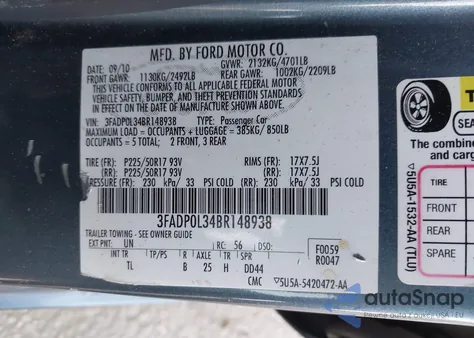 2011 Ford Fusion Hybrid from USA, damaged, VIN 3FADP0L34BR148938